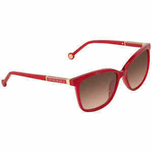 Carolina Herrera Women's Square Shiny Opal Red Sunglasses